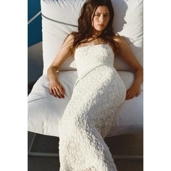 Zara Semi Sheer Lace Dress XS Bow Detailed Resort Vacation Bridal Coquette Fairy - Picture 1 of 8